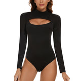 1 x RAW Customer Returns SLIMBELLE Women s High Neck Bodysuit Women s Long Sleeve Breast Breast Sexy Elegant Neck Long Sleeve Bodysuit - RRP €24.0