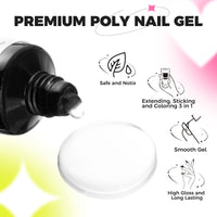 100 x Brand New GELFAVOR Clear Poly Nail Gel Kit 2 30G Transparent Nail Gel with False Nail Tip and Nail Brush Poly Nail Extension Gel Lengthening Builder Enhancement Gel Poly Nail Gel Kit for Beginners - RRP €1244.0