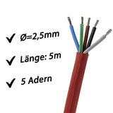 1 x RAW Customer Returns Silicone cable 5 x 2.5 mm 5 meters for sauna heater from 4.5 to 9 KW sauna cable - RRP €35.28