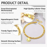 4 x Brand New PROSTEEL Women s Gold Ankle Bracelet Cancer Sign Figaro Mesh Foot Chain with Round Pendant Gold Plated Anklet - RRP €81.6