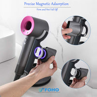 1 x RAW Customer Returns Foho Hair Dryer Holder Compatible for Dyson Supersonic, Magnetic Stand Holder with Power Plug, Cable Organizer, Aluminum Alloy Holder, Bathroom Organizer - RRP €24.99