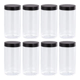 1 x Brand New sourcing map 15pcs Round Plastic Jars with Black Top Lid 17oz 500ml Clear Empty Container - RRP €56.49