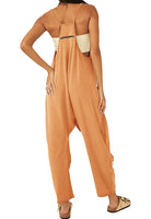 1 x Brand New T1FE 1SFE Women s Summer Wide Leg Jumpsuit with Pockets V-Neck Summer Trousers Women s Pirate Costume Lightweight Loose Dungarees Trousers Brown Size XXL - RRP €29.23