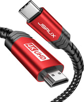 3 x RAW Customer Returns JSAUX USB-C to HDMI Cable 3M 4K 60Hz , USB Type C to HDMI Cable Thunderbolt 3 Compatible for MacBook Pro 2021, Macbook Air, iPad Pro 2020, Samsung Galaxy S22 S21, Surface Book 2 Etc - Red - RRP €50.97