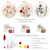 1 x RAW Customer Returns YINVA Embroidery Set Beginners, 2023 New Floral Pattern Plants Cross Stitch Kit Starter Tools Kit with 2 Pieces Plastic Embroidery Hoops, Color Threads and Tools, for DIY Art, Craft, Embroidery Pink  - RRP €14.4