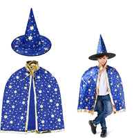 1 x Brand New YKKJ Children s Halloween Cloaks, Witch Wizard Cloak Wizard Cape with Hat for Children Halloween Carnival Mardi Gras Vampire Costume - RRP €9.06