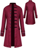 1 x RAW Customer Returns Halloween Costume Men s Tailcoat Coat, Men s Steampunk Gothic Medieval Jacket, Victorian Frock Coat Uniform Tuxedo Retro Long Button Clothing Red, XXL  - RRP €38.76