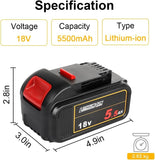 1 x RAW Customer Returns Powarobor DCB184 Lithium-Ion Replacement Battery, 18 V, 5.5 Ah, Compatible with DeWalt DCB182 DCB184-XJ Batteries for all 18 Volt Cordless Machines with Battery Level Indicator - RRP €33.98