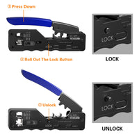 1 x RAW Customer Returns VCELINK GJ671BL Crimping pliers RJ45 pressing pliers for RJ45 connectors with Cat 7 Cat6A Lan connector Pass Through RJ45 network connector - RRP €40.32