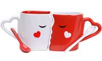 1 x RAW Customer Returns Cymax 2 Pack Kissing Mugs for Couples, Wedding Gift Coffee Cups with Spoons for Bride and Groom Women Couple Christmas Birthday Valentine s Day, 300ml - RRP €18.68