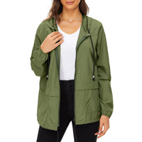 1 x RAW Customer Returns Durio Lightweight Rain Jacket Women s Waterproof Breathable Foldable Windbreaker with Hood Softshell Jacket Cycling Jacket Rain Cape Army Green 2XL - RRP €30.24