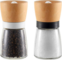 1 x RAW Customer Returns vevouk 2-piece wooden salt and pepper mill, grain and herb mill, refillable spice mill with pink sea salt mill for cooking, for salt, pepper, chili all kinds of herbs - RRP €18.98