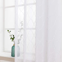 1 x RAW Customer Returns MIULEE Voile Morocco Curtain Sheer with Eyelets Transparent Look Curtains Eyelet Curtain Living Room Window Curtain Airy Translucent Decorative Curtain for Bedroom Set of 2 160 x 140cm H x W White - RRP €21.17