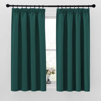 1 x RAW Customer Returns PONY DANCE Blackout Curtains with Ruffle Tape for Rail Set of 2 H 145 x W 140 cm Curtain Dark Green Opaque Window Curtains Short Thermal Curtain Cold Protection Ruffle Tape Curtains Blackout - RRP €29.2