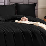 1 x RAW Customer Returns WAVVE bed linen 200x200 3 pieces black - duvet cover 200 x 200 set with pillowcases 80x80 cm, bed linen sets 2x2m made of microfiber with zipper soft and iron-free - RRP €20.4