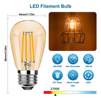 1 x RAW Customer Returns ProCrus E27 4W S14 LED light bulbs, vintage 4W Edison light bulb, 2700K warm white retro light bulbs, 30W incandescent bulbs equivalent, glass, for outdoor fairy lights replacement bulb, 300LM,amber, pack of 6 - RRP €17.63