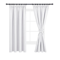 1 x RAW Customer Returns DWCN Bedroom Curtains for Rail System, Blackout Curtains with Curtain Ties, Ruffle Tape Curtains Short Blackout Curtains Dark Curtains Kitchen, 137x117cm HxW , Grey White, Set of 2 - RRP €27.99