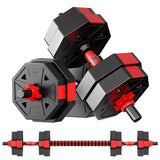 1 x RAW Customer Returns 10kg Adjustable Dumbbell Set, 2 in 1 Octagonal Dumbbell Set and Barbell Set with Connectors, No Rolls, Suitable for Strength Sports Fitness Home Gym - RRP €39.34