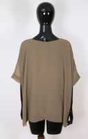 1 x RAW Customer Returns Van Der Rich - Mousseline blouse with lining - Women Brown, L-XL  - RRP €22.9