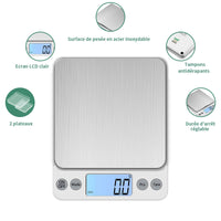 1 x RAW Customer Returns KUBEI Extra Large Food Scales 5kg 0.1g USB Rechargeable Digital Kitchen Scales Precision Scales Electronic Scales Stainless Steel Weighing Table Tops - RRP €26.4