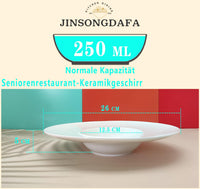 1 x RAW Customer Returns jinsongdafa Soup Bowls, Soup Plates, Pasta Plates 250ml, Noodle Bowl Set of 4, White Flat Bowl Plates, Porcelain Rim Bowls with and Rim, Best Gift 26CM  - RRP €50.87