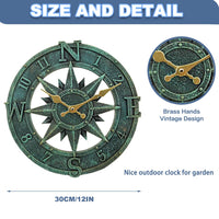 1 x RAW Customer Returns Taodyans Outdoor Wall Clock 30 cm Garden Wall Clock Waterproof Outdoor Wall Clock Kitchen Living Room Wall Clock Industrial 3D Wall Clock - Ticking Turquoise  - RRP €31.25