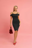 3 x Brand New Women s 1950s Pencil Dresses Festive Knee-Length Off Shoulder Strap Dress Cocktail Party Ball Black Black XXL - RRP €108.54