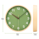 5 x Brand New VIVILINEN Wall Clock 30CM Simulated Wood Frame, Silent Non-Ticking Wall Clock Decorative Frameless Round Clock for Living Room, Bedroom, Kitchen, Green - RRP €79.95