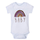 1 x Brand New weVSwe Short Sleeve Bodysuit Baby Girls Romper Boys Print Rainbow 100 Organic Cotton White Brown 3-6 Months - RRP €27.6