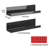 1 x RAW Customer Returns LOFTPLUS No Drilling Wall Shelf Set of 2 - Black Acrylic Adhesive Shelves for Books and Photos, Wall Shelves for Kitchen, Bathroom, Office, Living Room 32 x 10 x 8 cm  - RRP €24.19