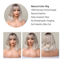 1 x Brand New Qihang Short Curly Ombre Gray Wig with Bangs 12 Inches Synthetic Heat Resistant Fiber Wigs for Women - RRP €24.0