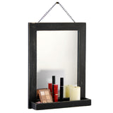 1 x RAW Customer Returns Funerom Wooden Wall Mirror Bathroom Mirror 30 x 40 cm Hanging Living Room or Bathroom Black - RRP €25.19