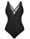 1 x RAW Customer Returns Aottori Women s One-Piece Swimsuit Swimwear V Neck Swimsuit Tummy Control Push Up Large Sizes Swimsuit Ruffle Bikini Black M - RRP €27.84