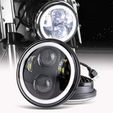 1 x RAW Customer Returns MIRTHBUY 5.75 Inch LED Motorcycle Headlight Headlight Angel Eye White for Harley-Davidson Waterproof Jeep - RRP €46.48