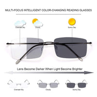 1 x RAW Customer Returns Reading Glasses Men Women Progressive Multifocal Photochromic Sun Readers Flexible Titanium Alloy Sunglasses Spring Hinge Multifocus Reader Focus Intelligent Blue Light Filter Computer Glasses - RRP €32.86