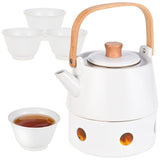 1 x RAW Customer Returns Herboom tea service porcelain with warmer, with strainer, 850ML tea service with 4 cups for loose tea and 1 tea warmer, tea cup for afternoon tea, home decoration, restaurant, tea party white  - RRP €45.99