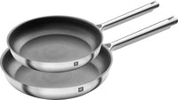 1 x RAW Customer Returns ZWILLING TrueFlow frying pan set, 2-piece 24 cm 28 cm , non-stick coating, suitable for induction, stainless steel, silver black - RRP €78.68