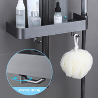 6 x Brand New Hwtcjx 2 pieces shower shelf without drilling, shower shelf for hanging, shower basket for hanging, shower shelf for shower rod with 2 hooks and border, suitable for 18 mm - 25 mm shower rods gray  - RRP €65.94