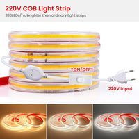 1 x RAW Customer Returns Wisada 4m COB LED Strip Self-adhesive 220V 288LED M FCOB LED Strip Super Bright Warm White Flexible Light with Switch Plug for Christmas Holiday Indoor Decoration and - RRP €22.8