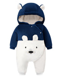 2 x Brand New WYTbaby Baby Winter Fleece Jumpsuit Baby Hooded Pilot Jumpsuit, Long Sleeve Bear Snowsuit Boy Girl 0-3 Months - RRP €55.36