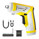 1 x RAW Customer Returns ENVENTOR Mini Cordless Screwdriver 6 Nm, 4V Cordless Screwdriver Set, 3 Torque Settings, 2000 mAh, LED Light, USB Charging Cable, with 25-Piece Magnetic Bit Set, Bit Extension Holder, Flexible Shaft - RRP €23.2