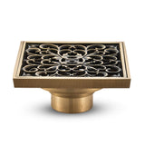 1 x RAW Customer Returns KUNGYO Vintage Bathroom Floor Drain Flower Carved with Brass - Square Antique Drain for Toilets Garden 10x10CM - RRP €18.0