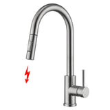 1 x RAW Customer Returns Tohlar low pressure kitchen faucet with pull-out shower, low pressure kitchen faucet 360 rotatable modern low pressure kitchen faucet brushed nickel cold and hot water available - RRP €56.46