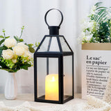 1 x RAW Customer Returns JHY DESIGN Black Decorative Lanterns 40.5 cm High Stainless Steel Candle Lanterns with Tempered Glass for Indoor Outdoor Events Parities and Weddings - RRP €37.3