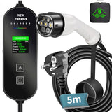 1 x RAW Customer Returns LCLCTEK Type 2 charging cable Schuko plug 3.68kW 5m, 8A-16A , electric car EV charger with LED digital display, mobile wallbox charging cable car type 2 Schuko plug, EV charger for electric cars PHEV EV white  - RRP €129.0