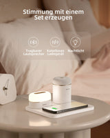 1 x RAW Customer Returns EZVALO Wireless Charger 3 in 1, Inductive Charging Station, Bedside Lamp with Charging Function and Bluetooth Speaker, QI Charging Station for iPhone Airpods Samsung Huawei Xiaomi, Gifts for Women - RRP €42.99