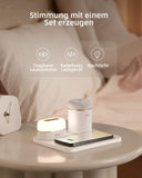 1 x RAW Customer Returns EZVALO Wireless Charger 3 in 1, Inductive Charging Station, Bedside Lamp with Charging Function and Bluetooth Speaker, QI Charging Station for iPhone Airpods Samsung Huawei Xiaomi, Gifts for Women - RRP €42.99