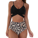 1 x RAW Customer Returns Jarseila Women s Swimwear Two Pieces Elegant Swimwear Women Push Up Padded Bikini Bra High Waist Bikini Bottom Beachwear, Leopard, L - RRP €35.99