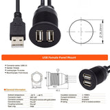 1 x RAW Customer Returns Cablecc Waterproof Dustproof 480Mbps USB 2.0 Type-A Male to Dual Female Hub Extension Cable Car Panel Mount 1m - RRP €22.16