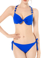 1 x RAW Customer Returns EONAR Women s Swimwear Push up Bikini Top with Underwire Low Waist Bikini Bottoms Side Tie Brazilian Briefs Bikini Set M, Blue  - RRP €28.99